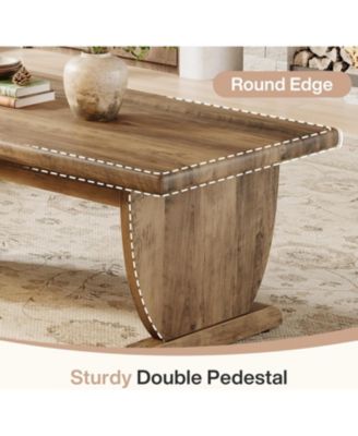 Rectangle Coffee Table, 48-Inch Large Wooden Low Coffee Tables, Rustic Farmhouse Center Tea Table