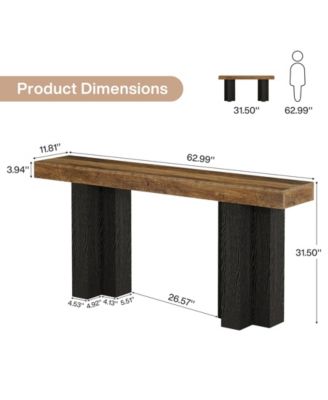 63-Inch Console Table for Entryway, Farmhouse Entryway Table with Sturdy Legs, Narrow Long Sofa Console Behind Couch