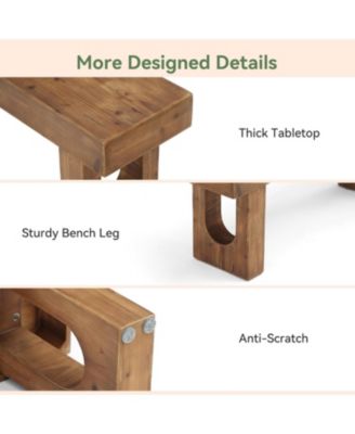 47" Long Solid Wood Shoe Bench, Farmhouse Indoor Narrow Entryway Bench with Sturdy Legs