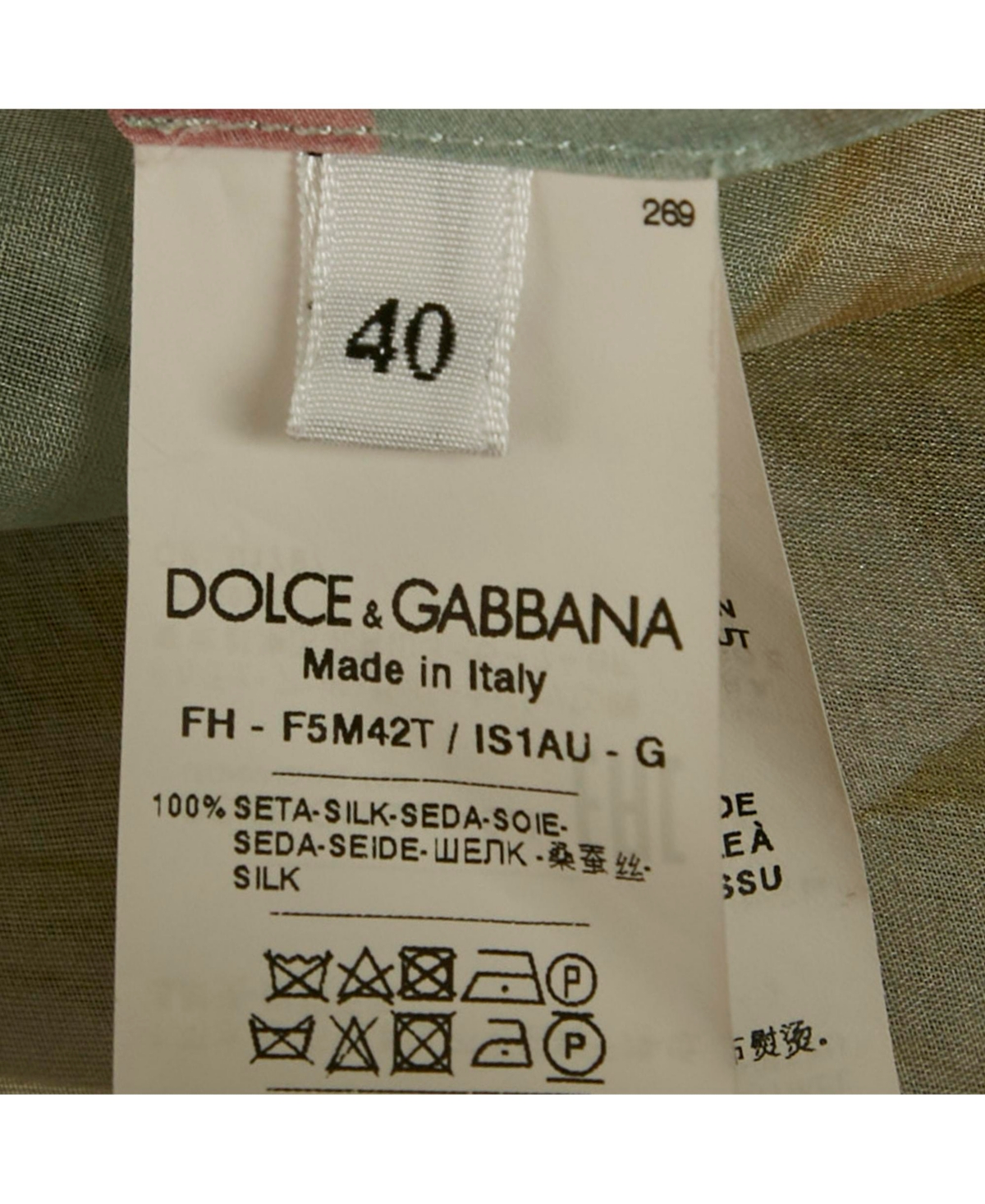 Pre-Owned Dolce & Gabbana Women's Light Green Floral Printed Silk Shirt