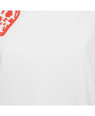 Women's White/red Leopard Print Cotton T-Shirt