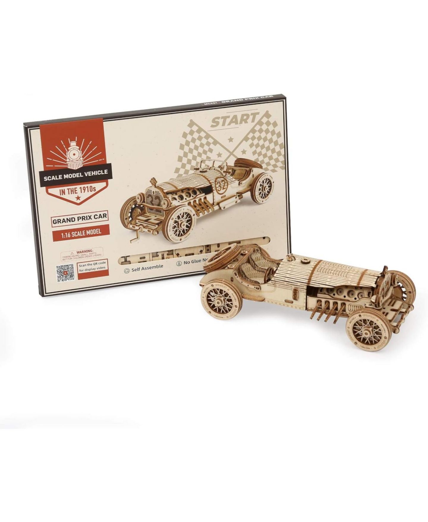 Детские конструкторы Robotime Grand Prix 1:16 Scale 220-Piece Wooden 3D Puzzle, Ages 14 & Up — фото 6