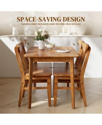 5-Piece Solid Wood Dining Table Set Kitchen Table and Chairs