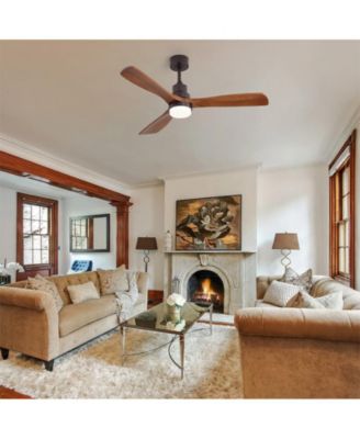 52-inch Modern Brown 3-Blade Ceiling Fan with Remote Control and Light Kit
