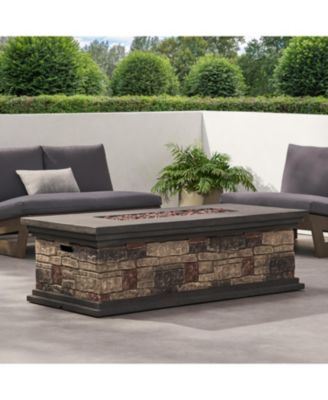 Rectangle MGO Fire Pit 50000 BTU 56.25W x26D x17.25H Lightweight Concrete Faux Stone Propane Only
