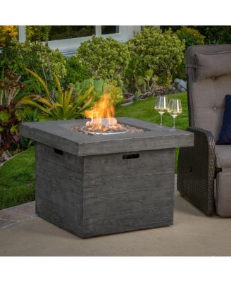 32 Inch Square MGO Fire Pit Grey Wood Pattern 40000 BTU Outdoor Propane Fire Table