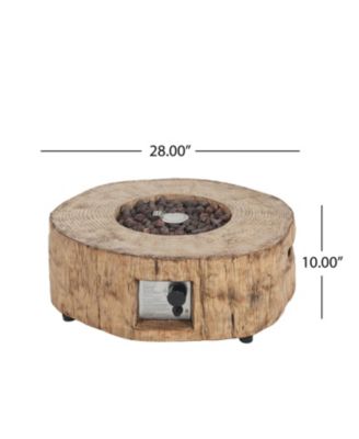 30000 BTU Patio MGO Propane Fire Pit Wood Pattern Brown Round Design Adjustable Flame No Assembly