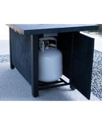 43.7 Inch Square Outdoor Propane Fire Pit Table 50000 BTU CSA Certified Charcoal Grain 44W x25H
