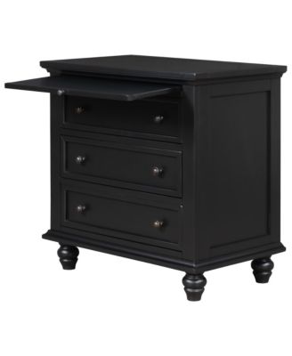28'' Wood Nightstand, Bedside Cabinet with 3 Storage Drawers and Pull-out Tray, Bedside Accent Table for Bedroom and Office (Black)