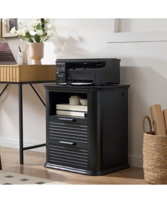 22" Fluted Nightstand with Charging Station, Modern Bedside Table with 2 Drawers and Open Storage for Living Room, Bedroom