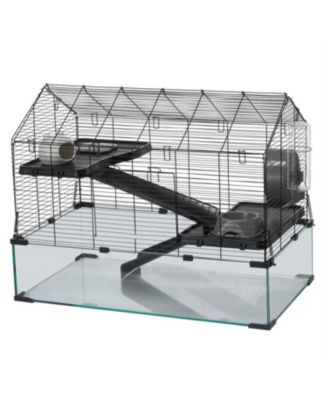 Panoramic Cat Cage - Two-Story Wire Habitat for Play & Rest