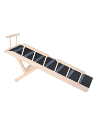 Foldable Wooden Dog Ramp, Adjustable 47" for Bed & Car, Pets up to 27in Height