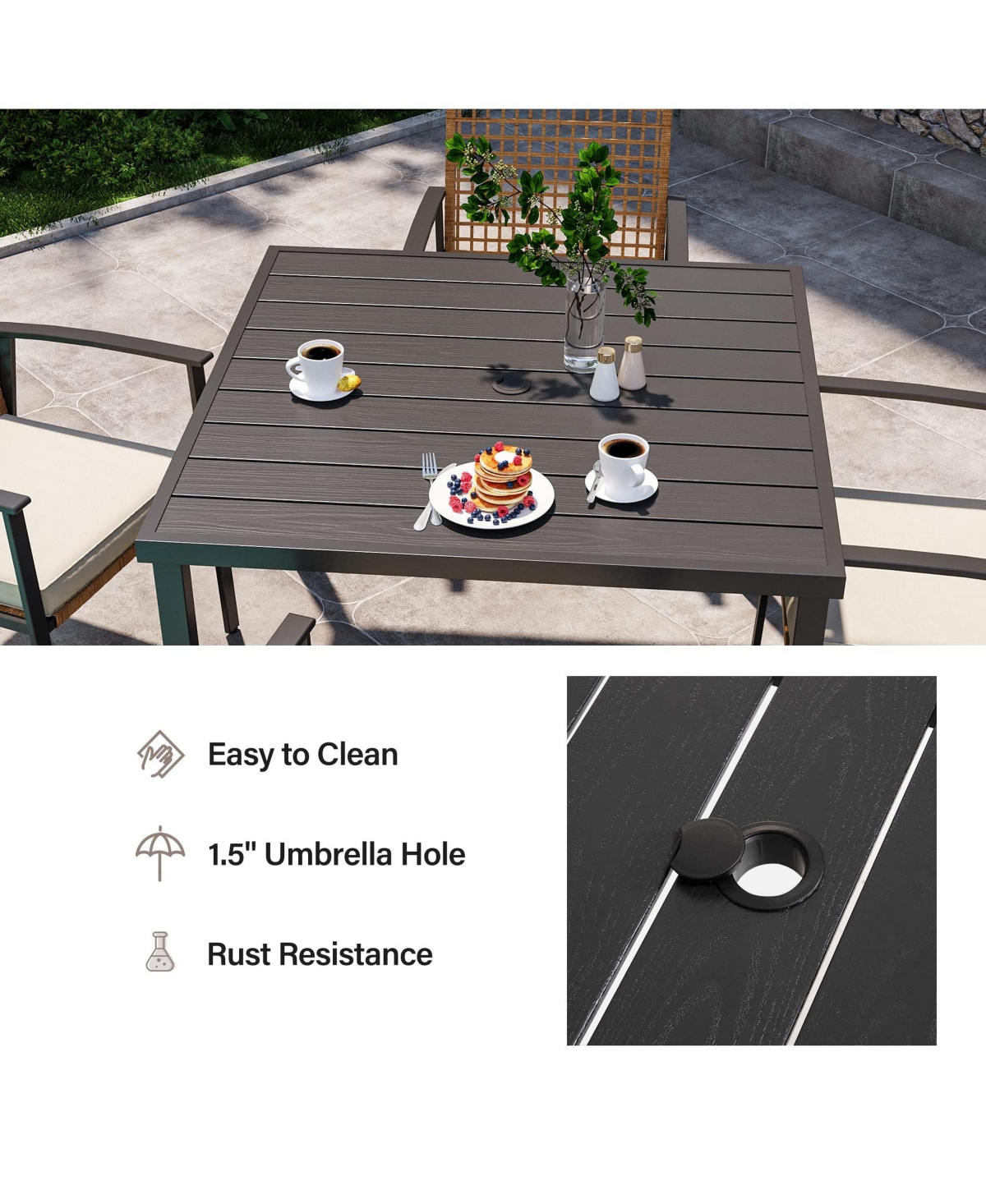 Decksplore 5 Pieces Outdoor Patio Dining Set Wicker Patio Furniture Set with Soft Cushion