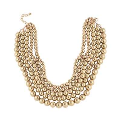 Women's Gold Metallic Beaded Cluster Necklace