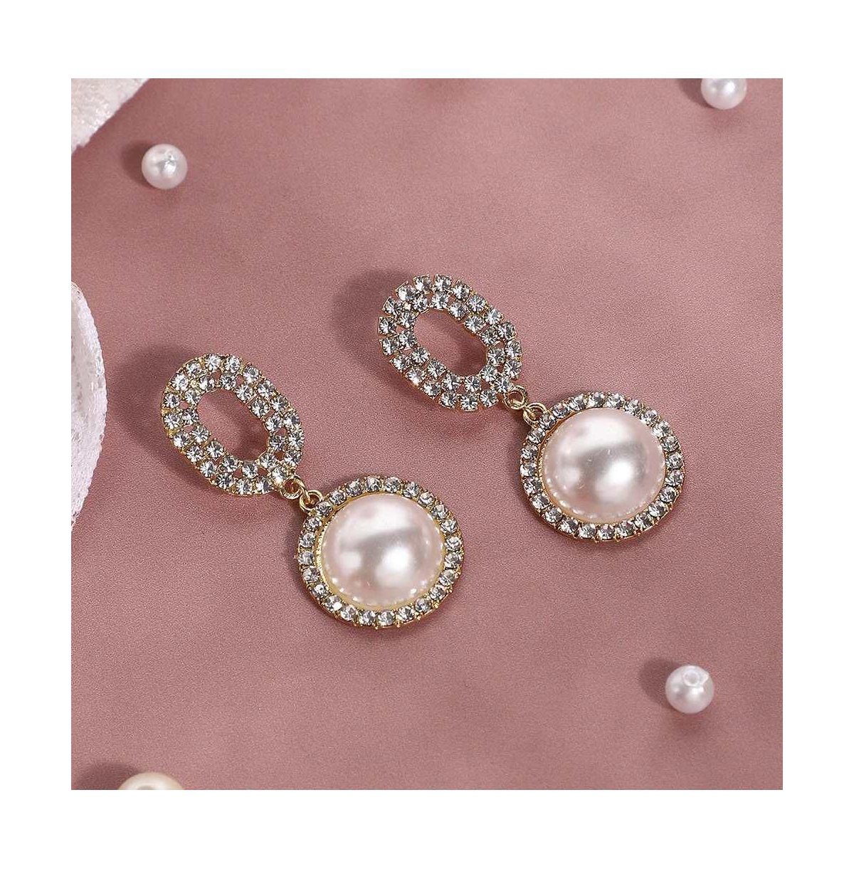 Sohi Women's Gold Embellished Snowball Drop Earrings