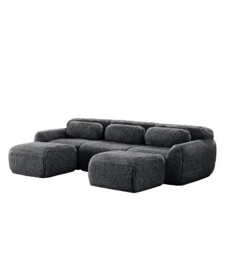U-shaped Boneless Sofa, 32D High Density Sponge, Anti-Slip, Dark Gray