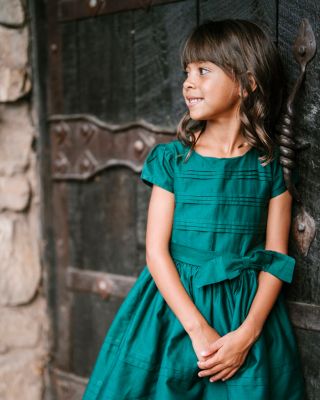 Toddler Girls Organic Special Occasion Pleated Sateen Party Dress