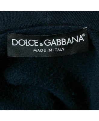 Men's Navy Blue Crown Embroidered Cotton Knit Hoodie