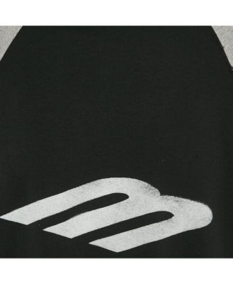 Men's Black/grey Stencil Logo Print Cotton Distressed Hoodie T-Shirt