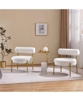 1 Pc Boucle Fabric & Gold Metal  Accent Feature Side Chair