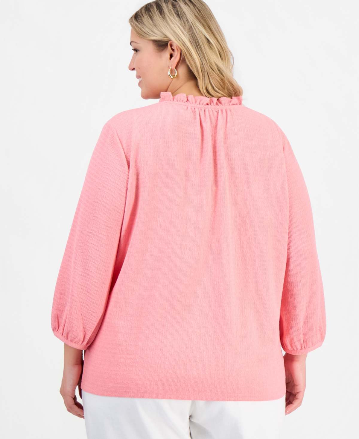 Jones New York Women's V-Neck Crinkle Top