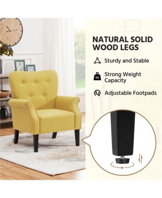 Upholstered Mid-century Modern Accent Chair, Yellow