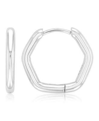 Waterproof Yellow 14mm Tube Octagon Huggie Earrings