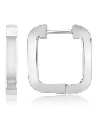 Waterproof Platinum 17mm Rounded Square Huggie Earrings