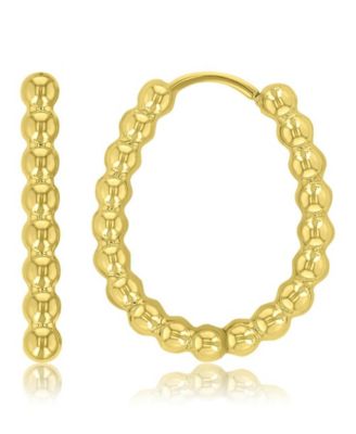 Waterproof Yellow 18.5mm Beaded Rectangle Huggie Earrings