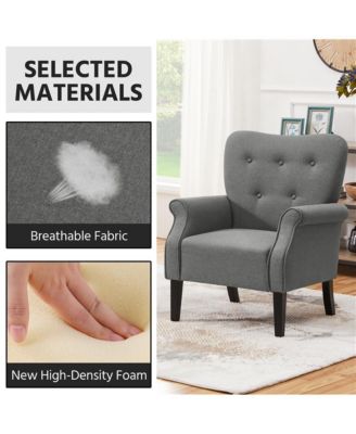 Upholstered Mid-century Modern Accent Chair, Yellow