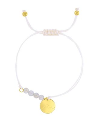 Roxy Waterproof Yellow Rd Wave Heart Charm Labradorite Adjustable Bracelet - Gold White