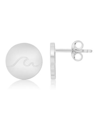 Waterproof Yellow 12mm Heart Wave Stud Earrings