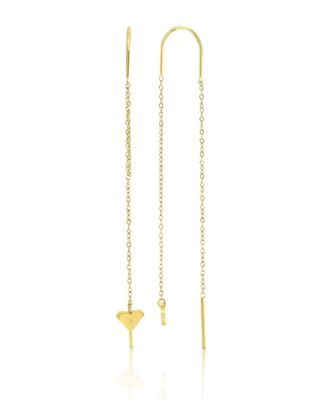 Waterproof Yellow 65mm Triangular Heart Palm Tree Threader Earrings
