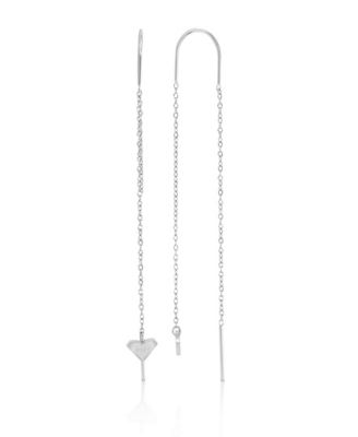 Waterproof Platinum 65mm Triangular Heart Threader Earrings