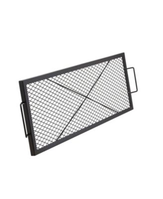 44" Rectangle X-Marks Fire Pit Grill Grate, Heavy Duty Steel Cooking Grate with Handle and Support X Wire, Black