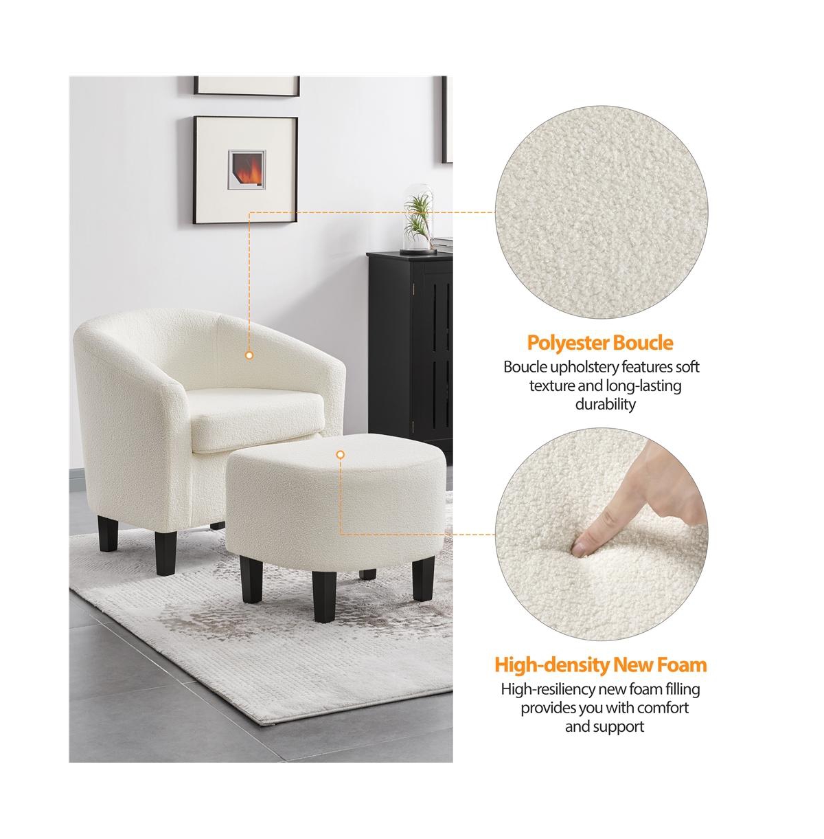 Yaheetech Contemporary Boucle Club Chair and Ottoman Set