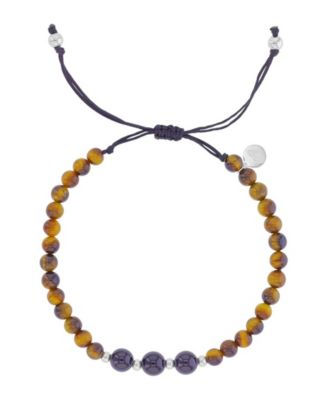 Waterproof Platinum Black Onyx Tiger Eye Adjustable Bracelet