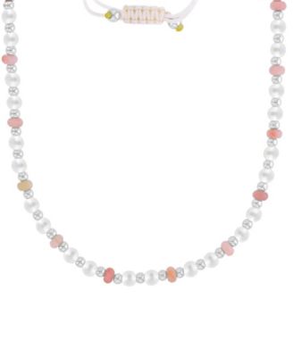 Waterproof Platinum Beads Rhodolite Pearl Adjustable Necklace