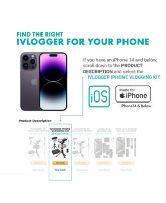 uVlogger Vlogging Kit for iPhone 15 and up with Light, Mic, Phone Mount, Tripod (USB-C)