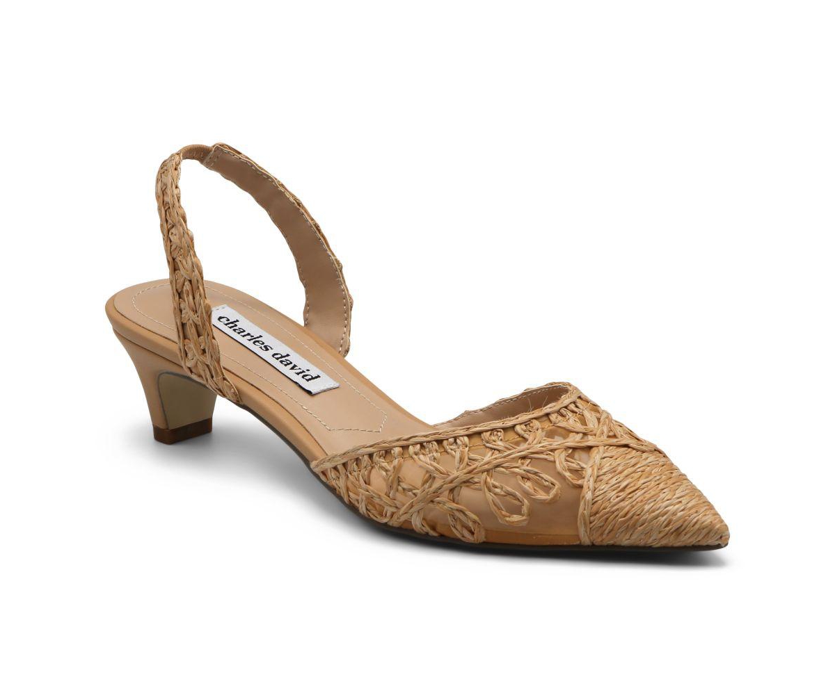 Charles David Artiste Raffia Slingback Heel - Ivory/Off White - Size 11