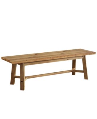 55.12-Inch Solid Wood Dining Bench, Farmhouse Long Kitchen Bench with Strengthened Legs for Dining Room, Kitchen, Restaurant, Natural Brown