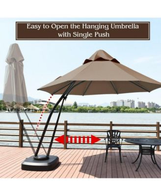 11 Feet Outdoor Cantilever Hanging Umbrella with Base and Wheels