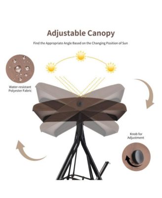 LUCKY ONE 2-Person Patio Swing with Adjustable Canopy and 2 Storage Pocket