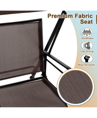 LUCKY ONE 2-Seat Outdoor Canopy Swing with Comfortable Fabric Seat and Heavy-duty Metal Frame