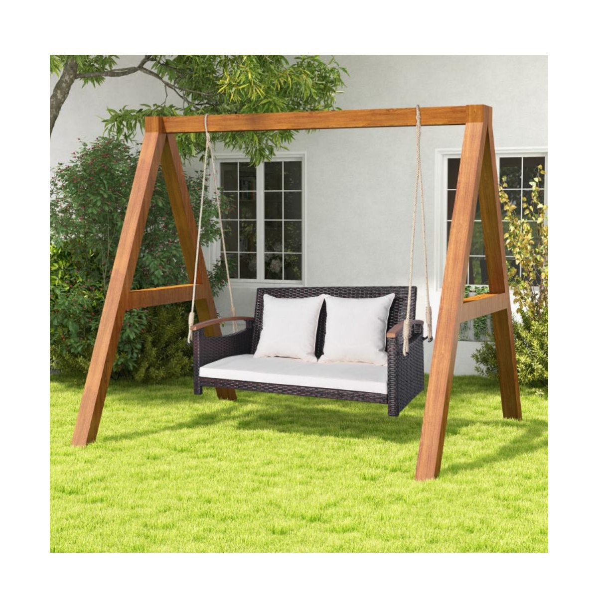 2-Person Patio Rattan Porch Swing Hammock