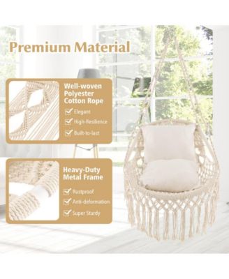 Hanging Hammock Chair with Soft Seat Cushions and Sturdy Rope Chain