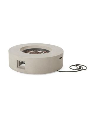Outdoor 50,000 BTU Round MgO Concrete Propane Fire Pit, Light Grey (Tank Cover not Included)
