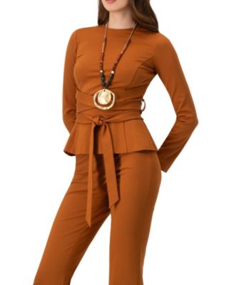 Women's Long Sleeve Top with Crossed Tie Straps