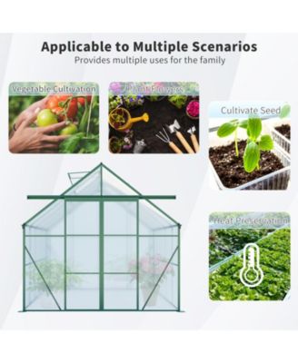 8x10FT Aluminum Double Door Polycarbonate Greenhouse with Raised Base and Anchor