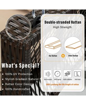 69" PE Wicker 3-Person Porch Swing with Cushions